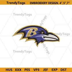 Baltimore Ravens logo NFL Embroidery Design, Baltimore Ravens embroidery file