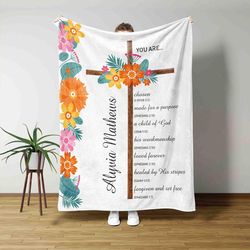 You are Blanket, Cross Blanket, Religious Gifts, Christian, Bible Verse Blanket, God Blanket, Jesus Blanket, Custom Name