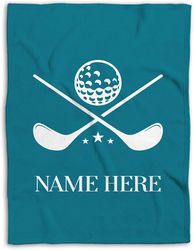 Personalized Golf Blanket, Custom Name Soft Cozy Sherpa Fleece Throw Blanket, Golf Blanket for Grandpa, Dad, Husband, Bo