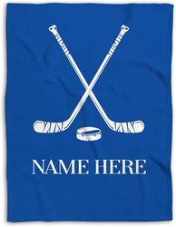 Personalized Hockey Blanket, Custom Name Soft Cozy Sherpa Fleece Throw Blanket, Hockey Blanket for Dad, Husband, Boyfrie