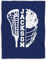 Personalized Lacrosse Blanket, Custom Name Soft Cozy Sherpa Fleece Throw Blankets, Lacrosse Blanket for Dad, Husband, Bo