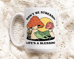 Colorful Mushroom Frog Coffee Mug, Positive Quote, Retro Ceramic Cup, Hippie Quote Gift Idea, Cottagecore Froggy Mug, Cu