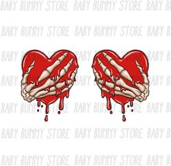 Valentine's Day Skeleton Hands Hearts PNG