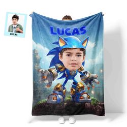Personalized Sonic The Hedgehog Robot Style Blanket  Custom Name