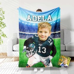 Personalized Football Philadelphia Boy Blanket  Custom Face & Name