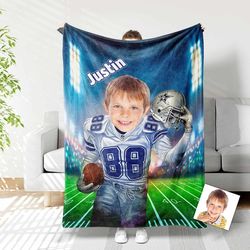 Personalized Football Dallas Boy Blanket  Custom Face & Name