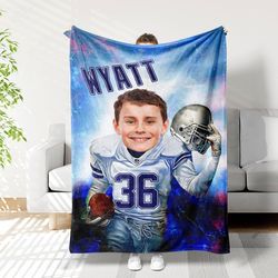 Personalized Dallas Football Boy Blanket  Custom Face & Name