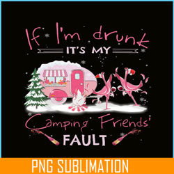 IF I'M DRUNK IT'S MY CAMPING FRIENDS FAULT PNG Drunk flamingo PNG Camping Lover PNG