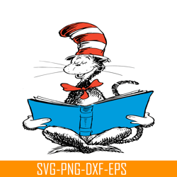 The Cat Reding Book SVG, Dr Seuss SVG, Cat in the Hat SVG DS104122334