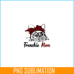 Womens Frenchie Mom French Bulldog With Buffalo Plaid Headband PNG