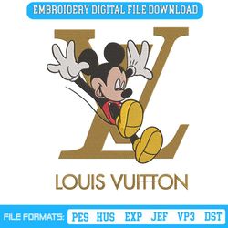 Mickey Jumping LV Logo Embroidery Design Download