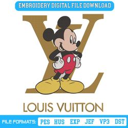 Vintage Mickey Mouse LV Logo Embroidery Design File Download