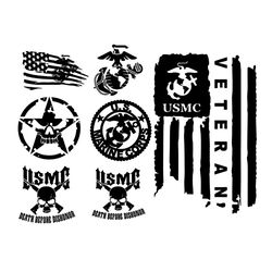 United States Marine Corps Logo Bundle Svg, Trending, Marine Corps Svg, USMC Logo Svg, USMC Veteran Svg, USMC Death Skul