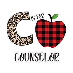 E Is For Counselor Svg, Back To School Svg, Counselor Svg, Counselor Lover, Cheetah Print Letter, Buffalo Plaid Apple Sv