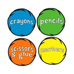Crayons Pencils Scissors And Glue Markers Svg, Dr Seuss Svg, Crayons Svg, Pencils Svg, Scissors And Glue Svg, Markers Sv