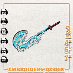 Nike Tanjiro Water Breathing Sword Embroidery, Anime Machine Embroidery
