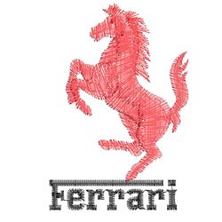 Red Ferrari Embroidery Logo Design Brand Car Brand Emboridery File