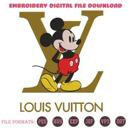 Inspired Mickey Mouse Louis Vuitton Logo Embroidery Design