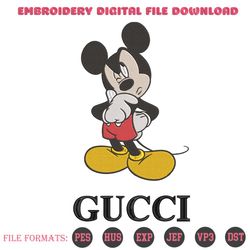 Gucci Mickey Mouse Thinking Embroidery Design Download File