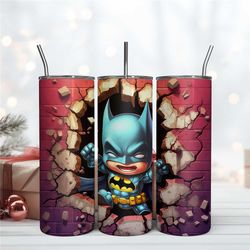3D Inflated Bat Man Tumbler, Bat Man Chibi Design Tumbler, Cartoon 20oz Digital Download