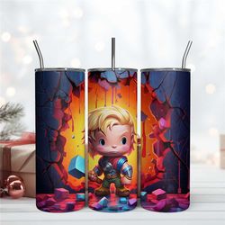 3D Inflated Thor Dripping Cave Tumbler Wrap Design, 20oz Tumbler Design Sublimation Png
