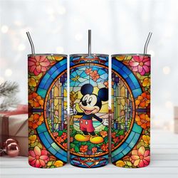 Retro Mickey Mouse Stained Glass Tumbler 20oz Digital Download Png Sublimation
