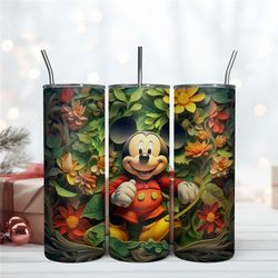 3D Mickey In The Forest Tumbler Skinny Digital File 20oz Mickey Mouse Digital File