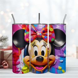 Minnie Dripping 3D Inflated Tumbler Wrap Design, Minnie Disney Tumbler Design Sublimation