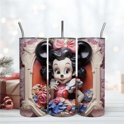 Minnie Princess Tumbler 3D Inflated Wrap Princess Mickey Skinny 20oz