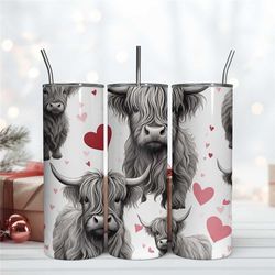 Black And White Cow With Red Hearts 20oz Tumbler