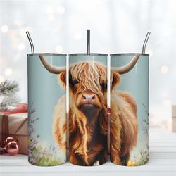 20Oz Skinny Tumbler Design Cow Hide Highland Cow