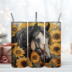 Painting Horse Sunflower 20Oz Wrap Sublimation, Painting Wrap Design