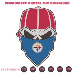 Pittsburgh Steelers Skull Bandana NFL Embroidery Design Download