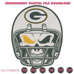 Green Bay Packers Team Skull Helmet Embroidery Design File