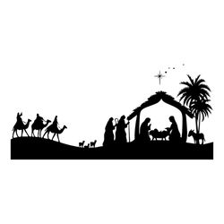 NativityPeople Ride Camel To Pray In Church Svg