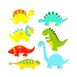Cartoon Dinosaurs Vector Illustration Monster Animal Bundle Svg