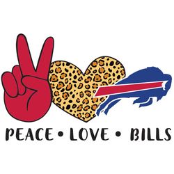 Peace Love Bills Svg, Sport Svg, Buffalo Bills Svg, Buffalo Bills NFL, NFL Svg, Leopard Buffalo Bills Svg, American Foot