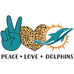 Peace Love Dolphins Svg, Sport Svg, Miami Dolphins Svg, Miami Dolphins NFL, NFL Svg, Leopard Miami Dolphins Svg, America