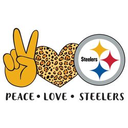 Peace Love Steelers Svg, Sport Svg, Pittsburgh Steelers Svg, Steelers NFL, NFL Svg, Leopard Steelers Svg, American Footb