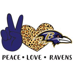 Peace Love Ravens Svg, Sport Svg, Baltimore Ravens Svg, The Ravens Svg, The Ravens NFL, NFL Svg, NFL Team Svg, Leopard R