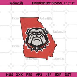 Georgia Bulldogs States Machine Embroidery, Georgia Bulldogs Football Logo Embroidery Design