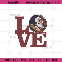 Florida State Love Logo Football Embroidery Design, NCAA Team Embroidery Files