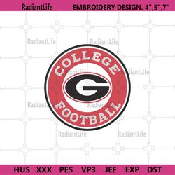 Georgia College Football Logo Machine Embroidery, NCAA College Football Embroidery Design