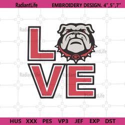 NCAA Georgia Love Logo Embroidry Download, Love Bulldogs Head Logo Machine Embroidery