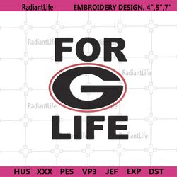 Georgia For Life NFL Logo Embroidery File, Georgia Bulldogs Embroidery Design Download