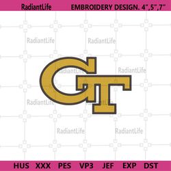 Georgia Tech Logo Football Embroidery Design, NCAA Team Embroidery Files