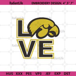 Iowa Hawkeyes Loves Football Logo Embroidery, Iowa Hawkeyes Design File