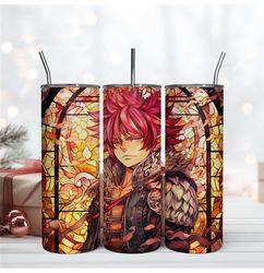 Skinny 20oz Natsu Stained Glass Tumbler Design Fairy Tail Digital Download