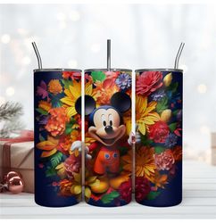 Mickey Mouse In Garden 3D Skinny Tumbler 20oz Digital File Download