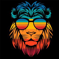 Funny Colorful Lion With Glasses Svg, Trending Svg, Colorful Lion Svg, Lion Svg, Lion Wears Glasses Svg, Funny Lion Svg,